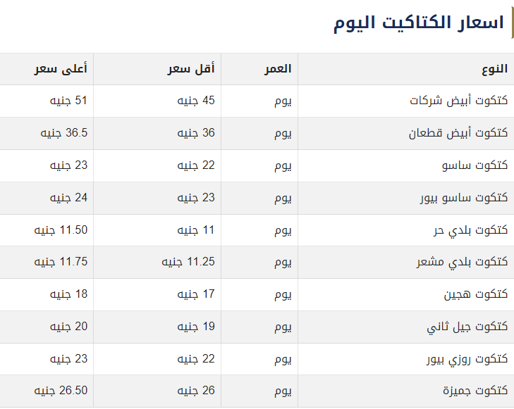أسعار الكتاكيت اليوم 