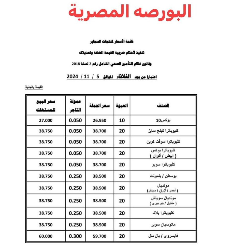 أسعار السجائر
