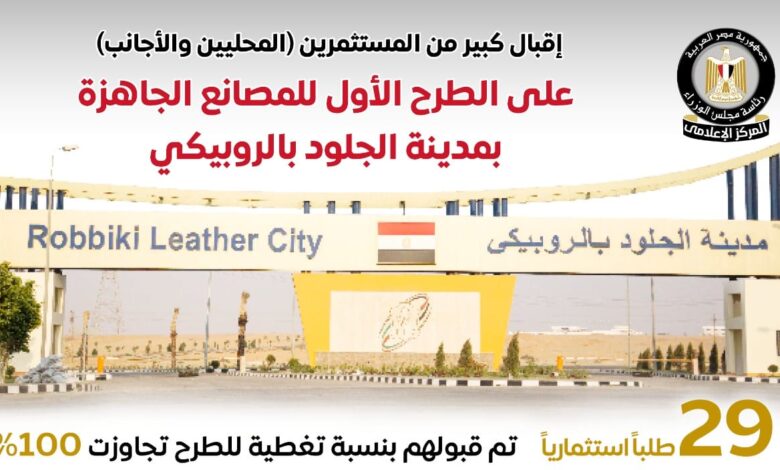 مدينة الجلود بالروبيكي.. محور جديد لجذب الاستثمارات الصناعية