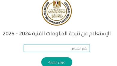 نتيجة الدبلومات الفنية 2025