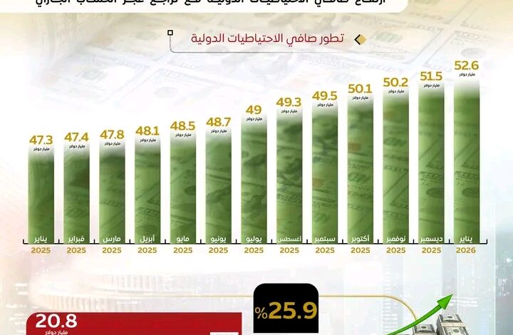 تسجيل الاحتياطيات الدولية لمصر مستويات غير مسبوقة
