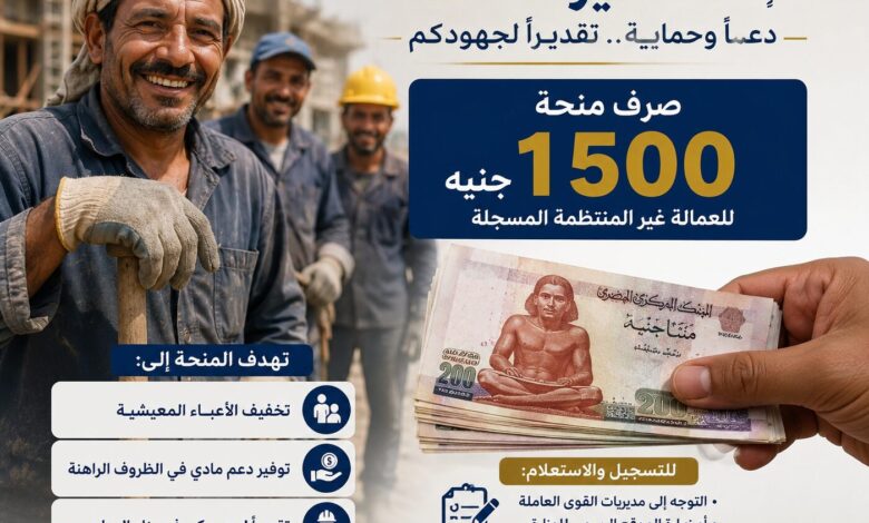 رابط الاستعلام عن منحة العمالة غير المنتظمة 2026 بالرقم القومي.. صرف 1500 جنيه